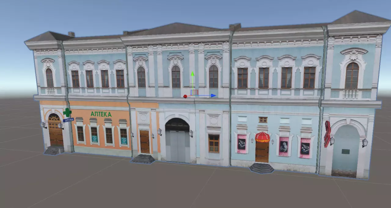 Russian Style Historic City Building Facade 3D Model Low-poly 3D model