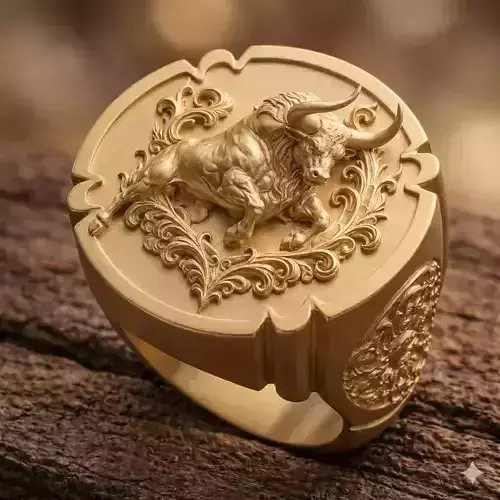 Taurus Zodiac Signet Ring 3D Printable Model