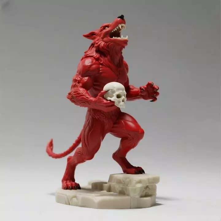3418 Werewolf Howling with Skull 3D Model magic STL 3D print model
