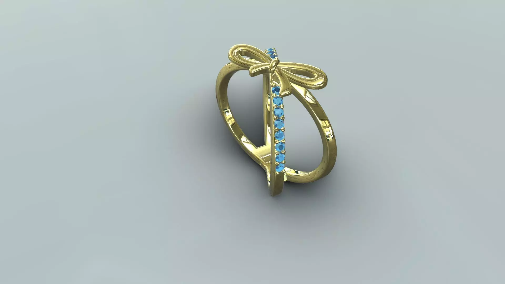 Sculptural Ribbon Bow Statement Ring 14K Gold 3D print model