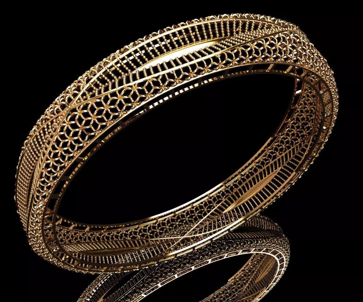 1476 Golden Filigree Circle Bangle 62MM-20gm 3D print model