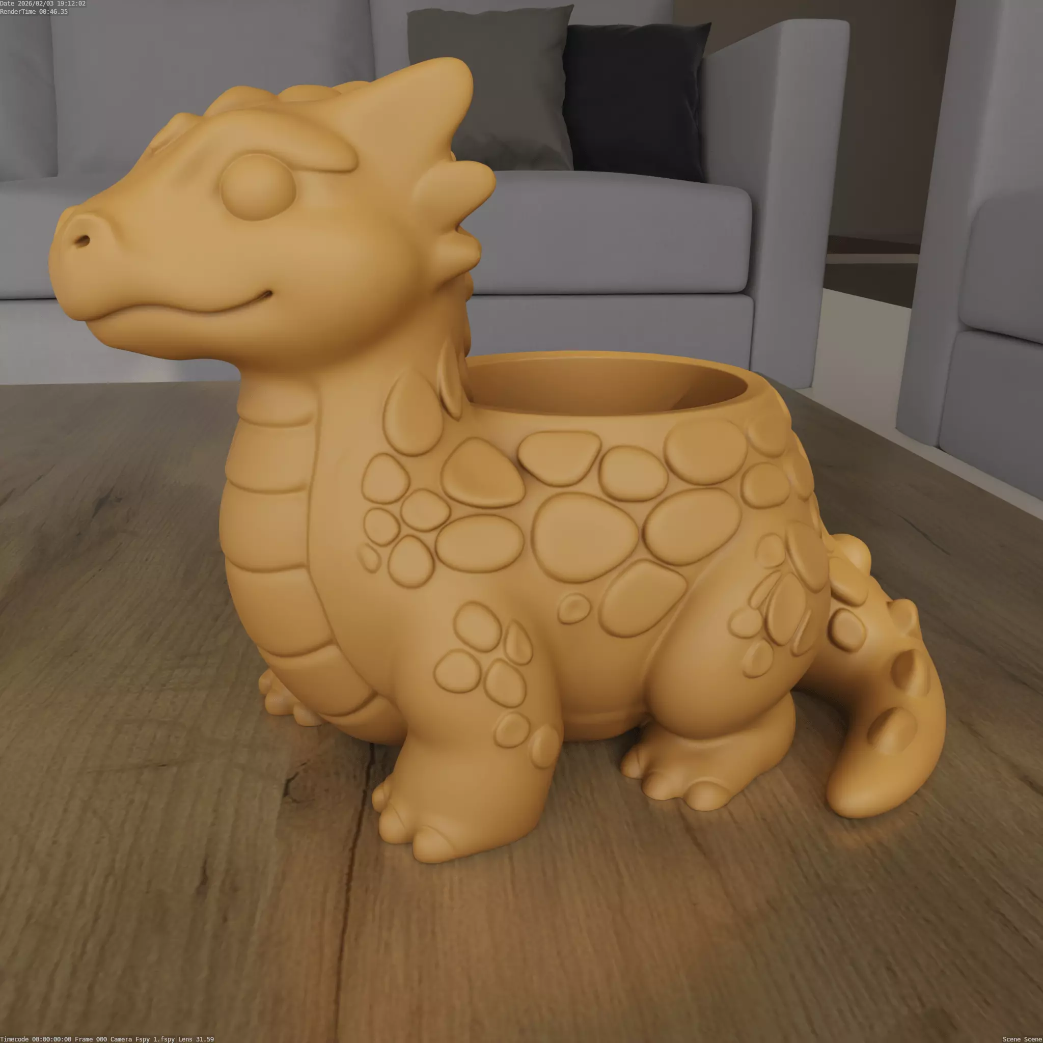 Cute Baby Dragon Planter Pot STL 3D print model