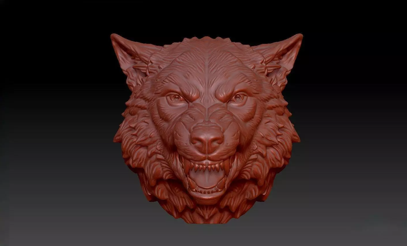angry wolf head 3D print model