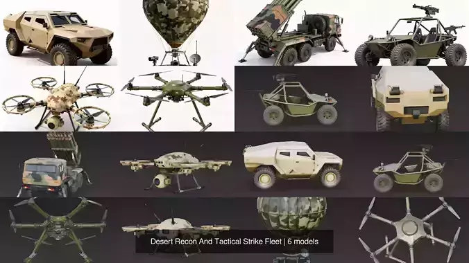Desert Recon And Tactical Strike Fleet 3D Model Pack