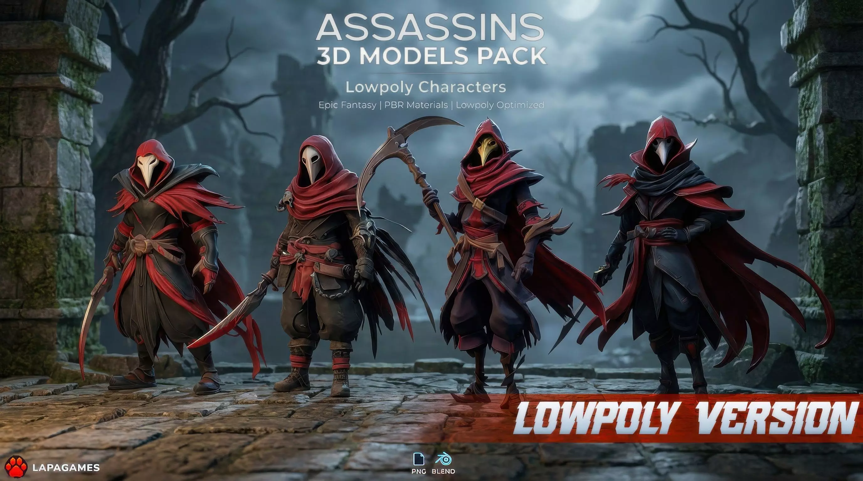 Fantasy Bloodveil Assassins LowPoly Low-poly 3D model