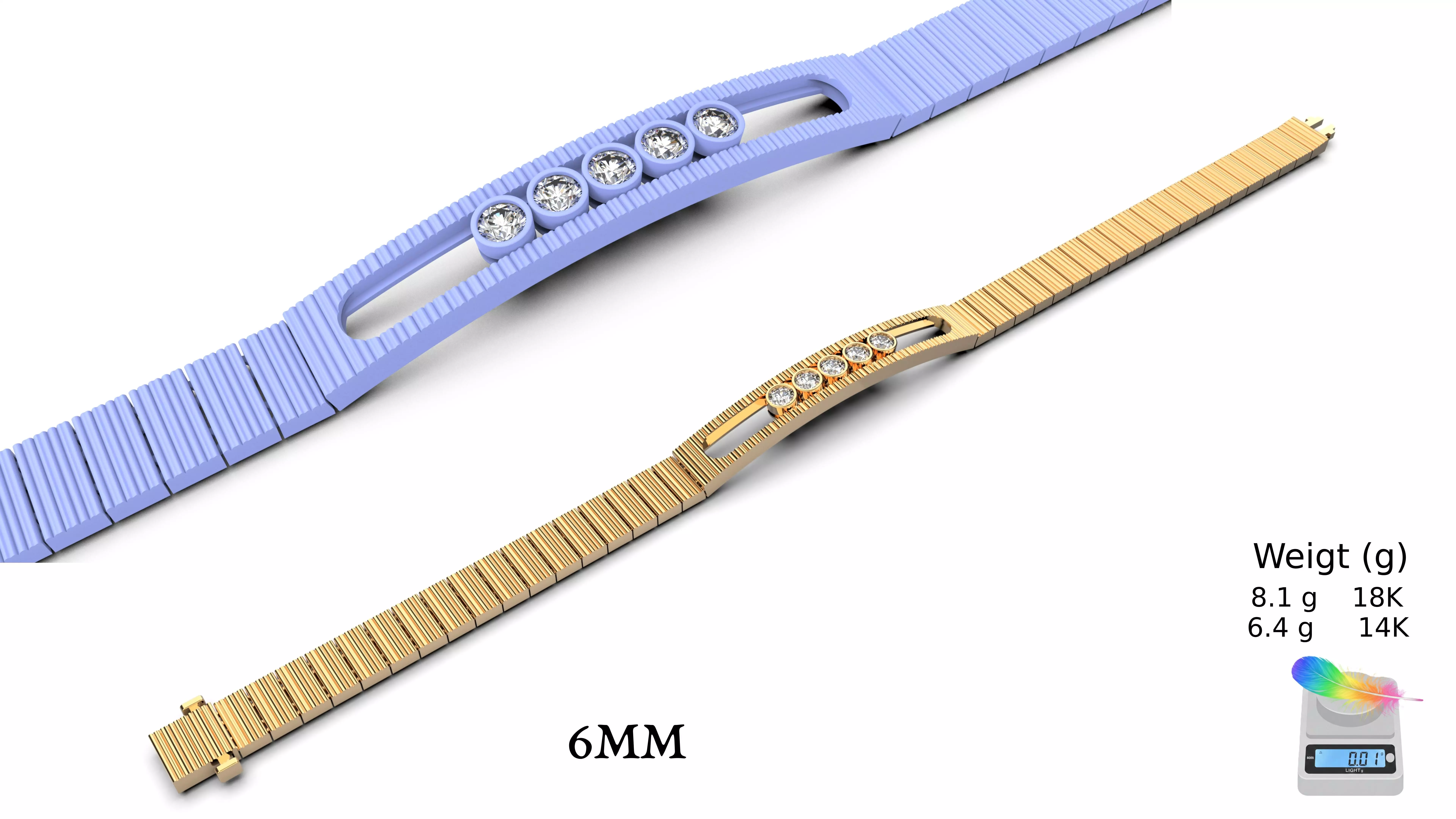 messika-Flexible messika Bracelet 6mm size -matte 3D-BM507 3D print model