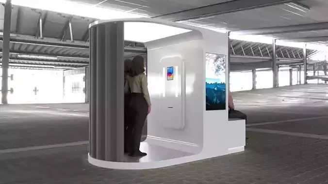 Modern Modular Photobooth Kiosk Futuristic Minimal Design 3D model