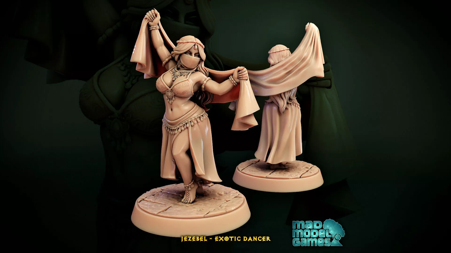 Jezebel - Belly Dancer - Exotic Dancer - DND NPC - fantasy mini 3D print model