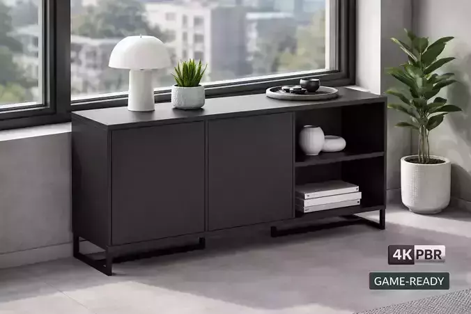 Modern Minimalist Black Sideboard - MorisonDesign 4K PBR