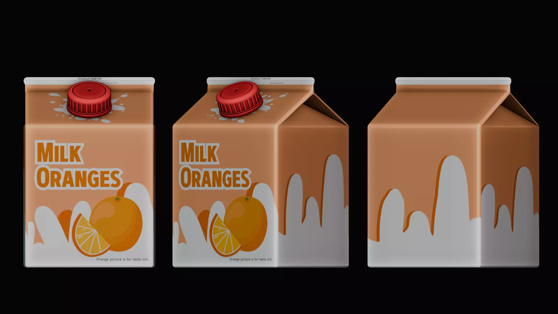 Gable top Milk Oranges Low-poly 3D model