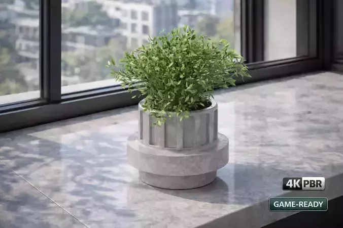 Modern Potted Plant in Concrete Pot - MorisonDesign 4K PBR