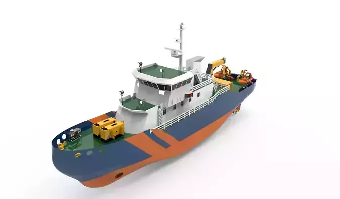 Rescue Tugboat Low-poly 3D model