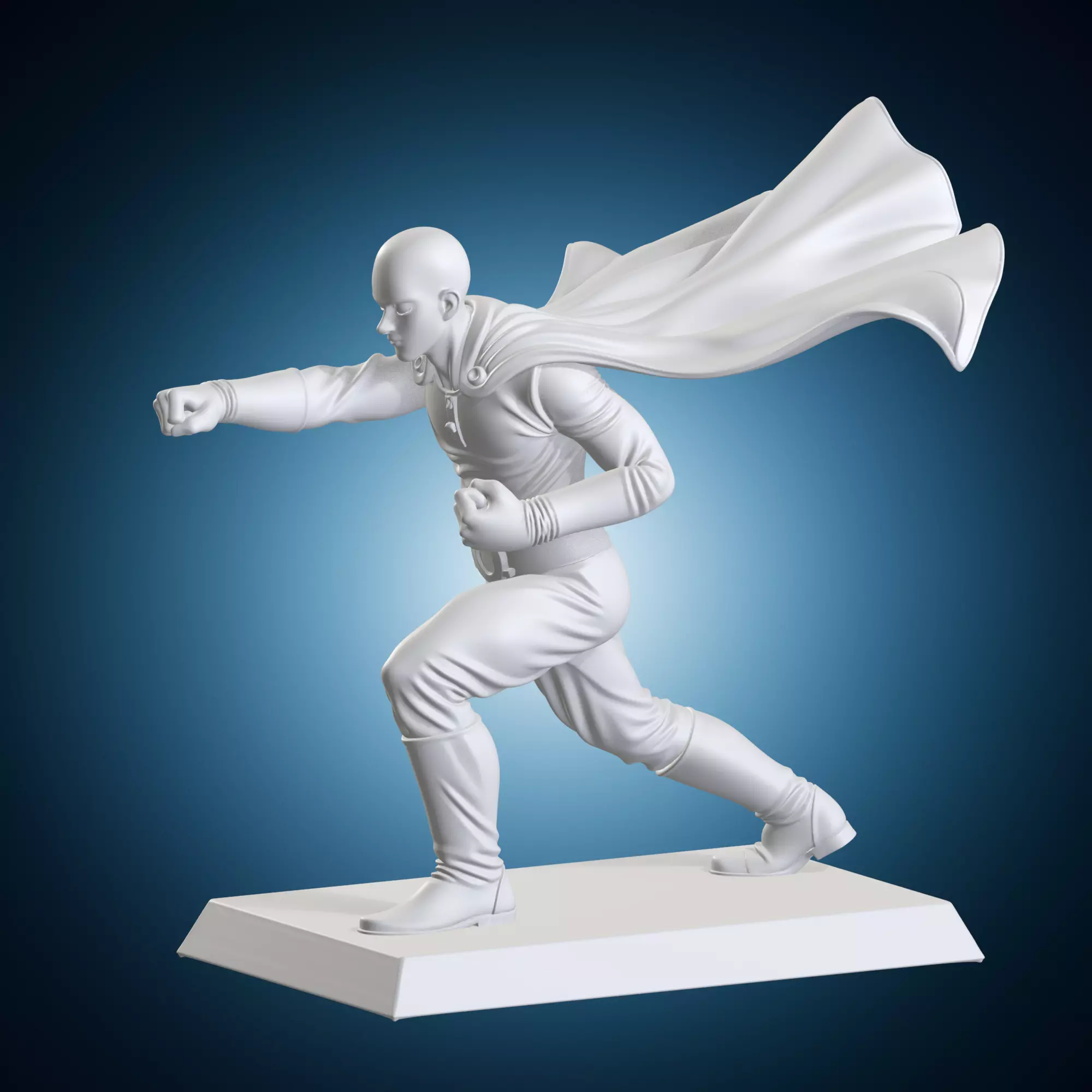 Saitama One Punch Man Statue on Base 3D print model