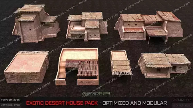 Middle Eastern Desert House Pack Low-poly 3D model