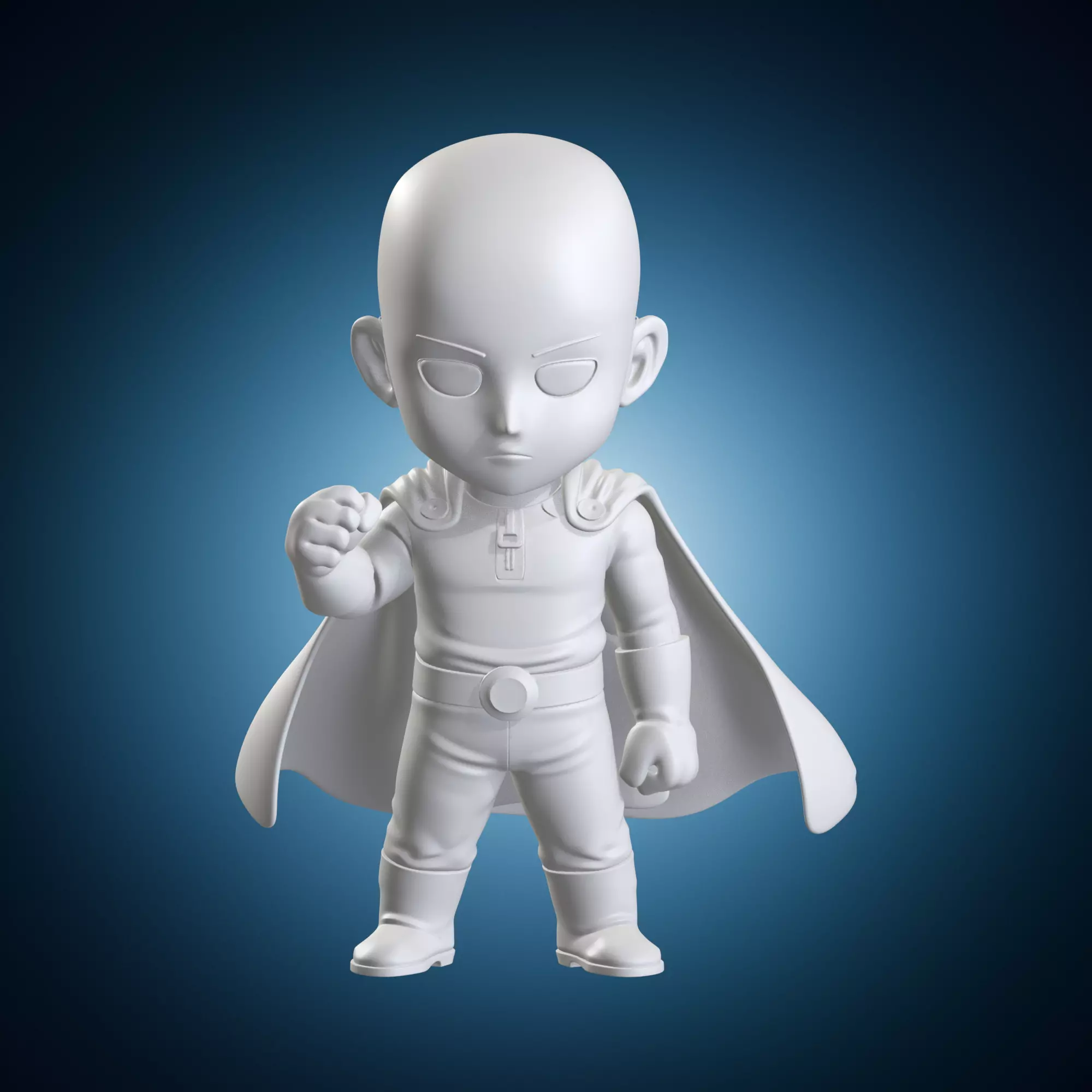 Saitama One Punch Man Chibi Style Figure 3D print model