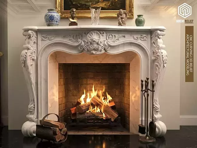  Classic Fireplace - High Quality 3D Model 03