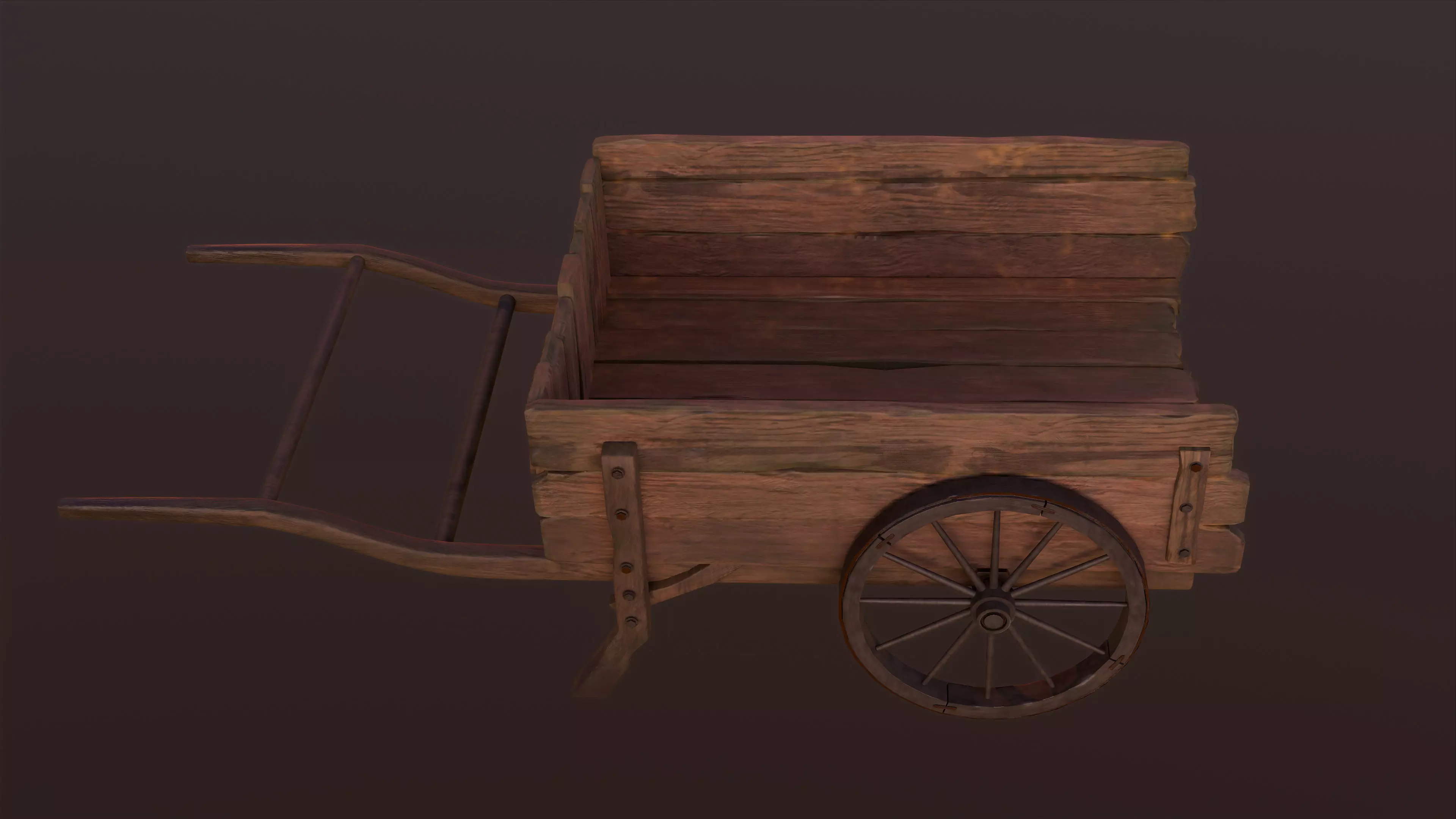 Medieval Wooden Cart Game Ready Environment Prop Low-poly 3D model