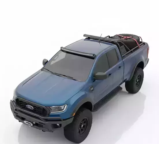 Custom Ford Ranger Off-Road Expedition Low-poly 3D model 3