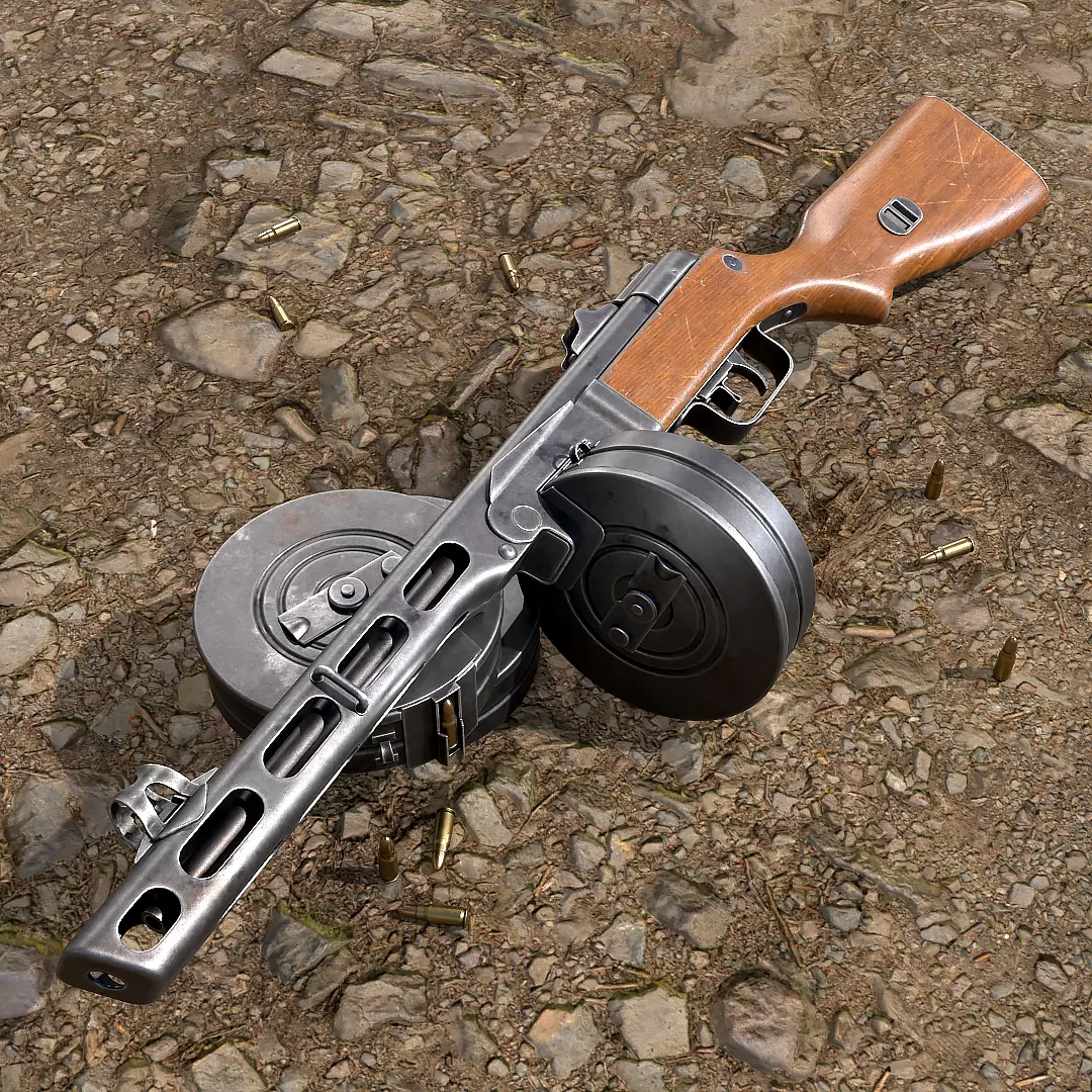 PPSh-41 Low-poly 3D model