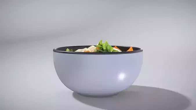 Vibrant Asian Sesame Salad Bowl Low-poly 3D model 2