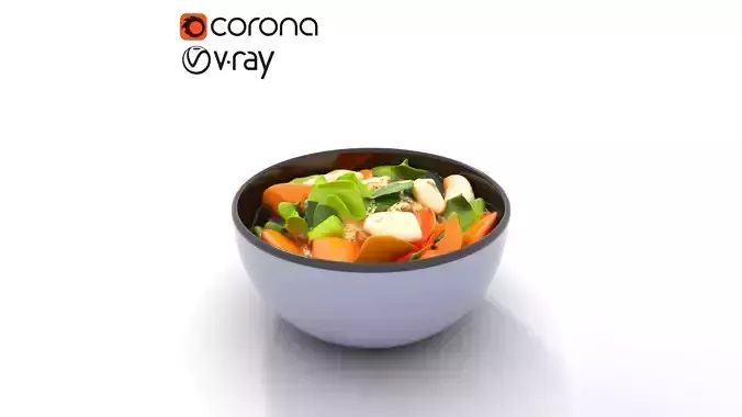Vibrant Asian Sesame Salad Bowl Low-poly 3D model 7