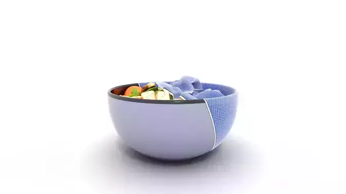 Vibrant Asian Sesame Salad Bowl Low-poly 3D model 5