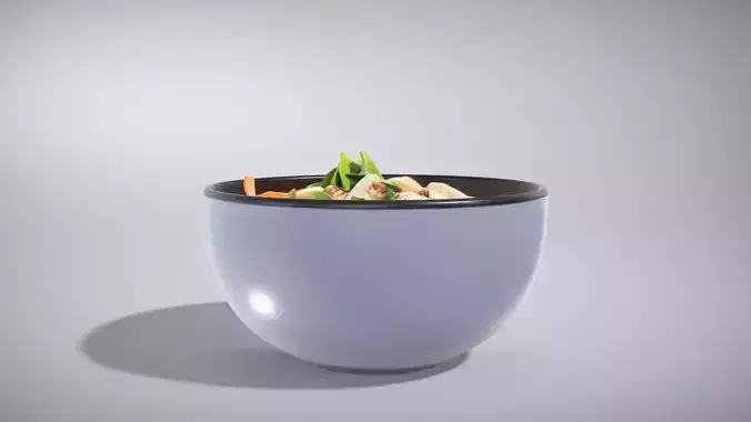 Vibrant Asian Sesame Salad Bowl Low-poly 3D model 3