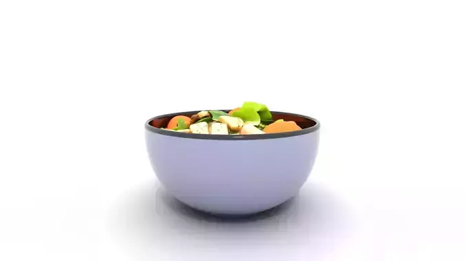 Vibrant Asian Sesame Salad Bowl Low-poly 3D model 4