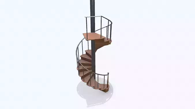 Vintage Spiral Staircase low-poly PBR Low-poly 3D model