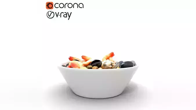 Glossy Insalata di Mare Seafood Salad Low-poly 3D model 5