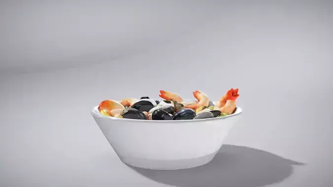 Glossy Insalata di Mare Seafood Salad Low-poly 3D model 2