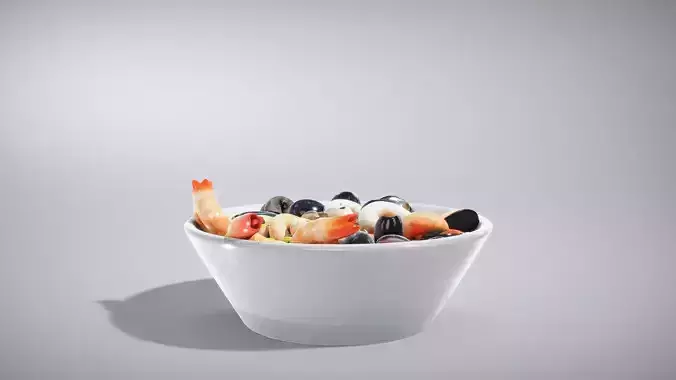 Glossy Insalata di Mare Seafood Salad Low-poly 3D model 3
