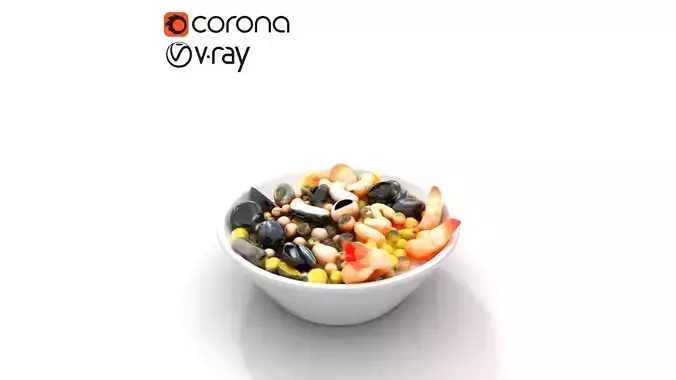 Glossy Insalata di Mare Seafood Salad Low-poly 3D model 7