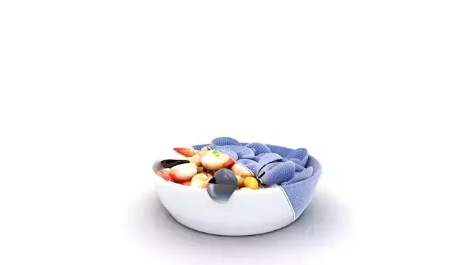 Mixed Seafood Salad with Glossy Finish Low-poly 3D model 6