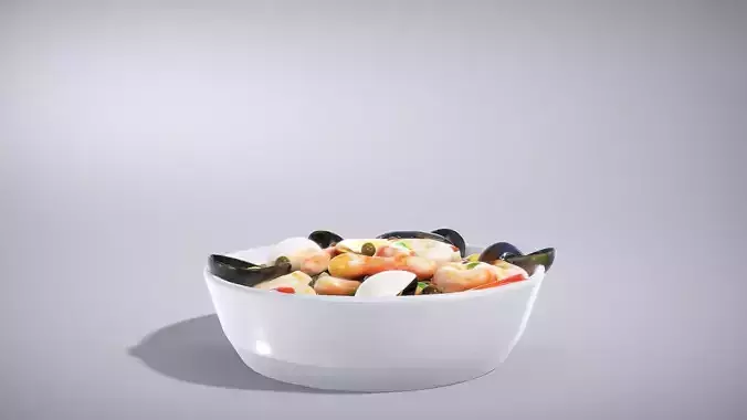 Mixed Seafood Salad with Glossy Finish Low-poly 3D model 3