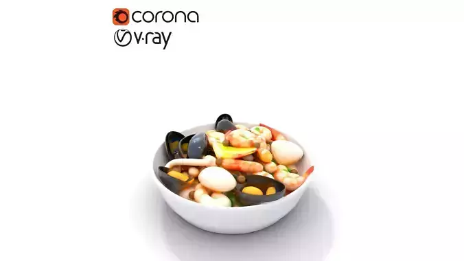 Mixed Seafood Salad with Glossy Finish Low-poly 3D model 5