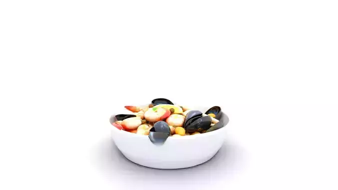 Mixed Seafood Salad with Glossy Finish Low-poly 3D model 4