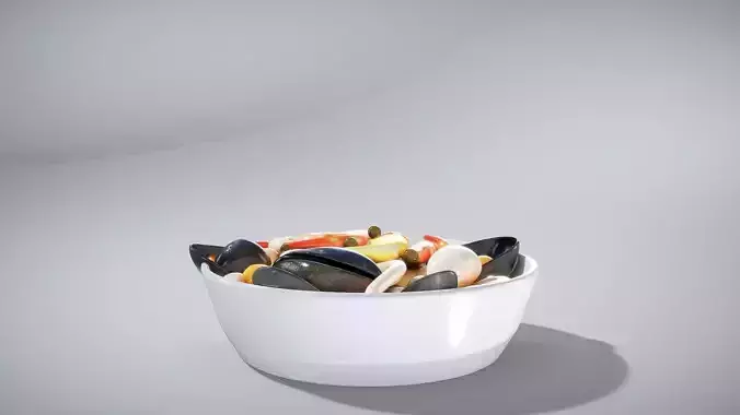 Mixed Seafood Salad with Glossy Finish Low-poly 3D model 2