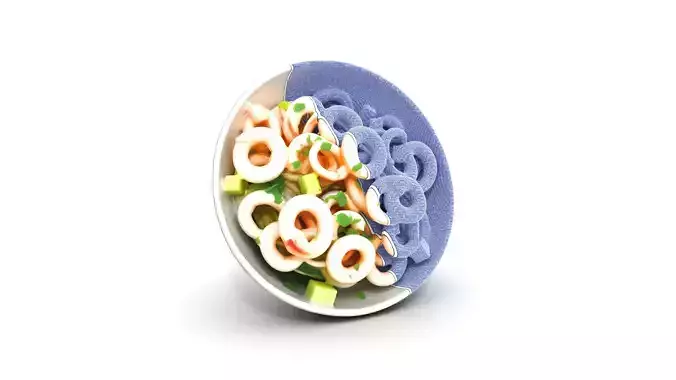 Mediterranean Calamari Salad - Photorealistic Studio Shot Low-poly 3D model 6