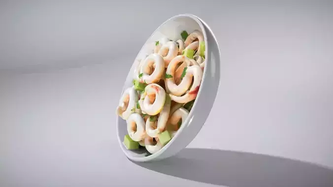 Mediterranean Calamari Salad - Photorealistic Studio Shot Low-poly 3D model 2