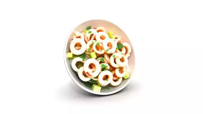 Mediterranean Calamari Salad - Photorealistic Studio Shot Low-poly 3D model 4