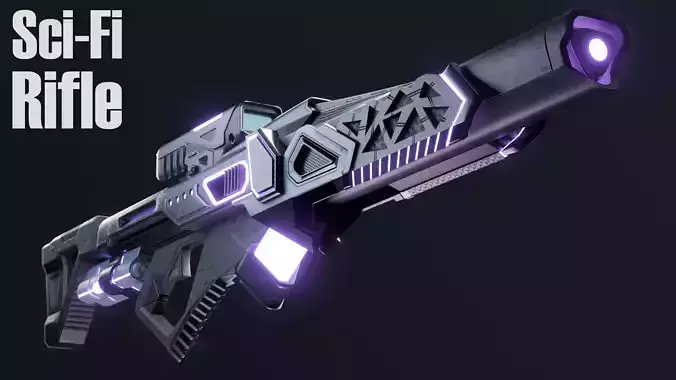 Sci-fi Rifle Low-poly 3D model