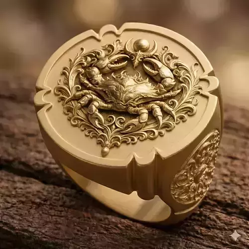 Cancer Zodiac Signet Ring 3D Printable Model