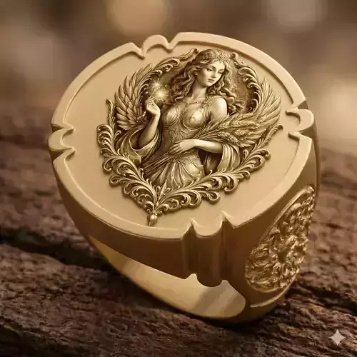 Virgo Zodiac Signet Ring 3D Printable Model