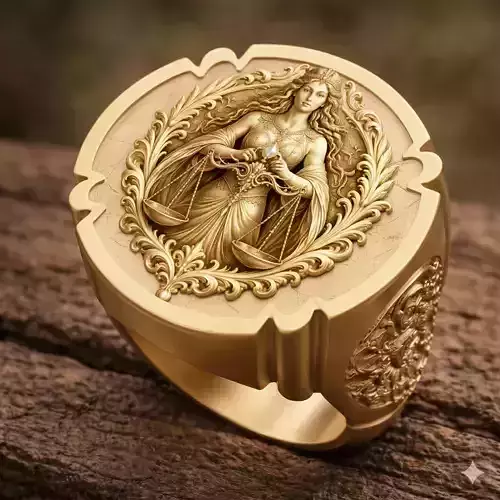 Libra Zodiac Signet Ring 3D Printable Model
