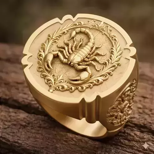 Scorpio Zodiac Signet Ring 3D Printable Model