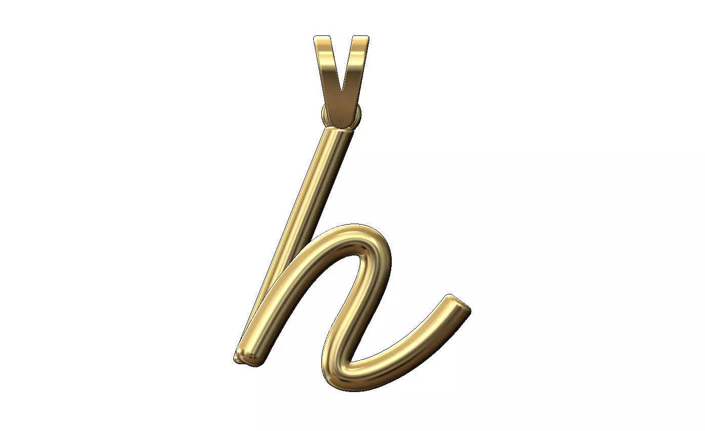 H letter initial 3d lowercase wire pendant charm bail 3D print model