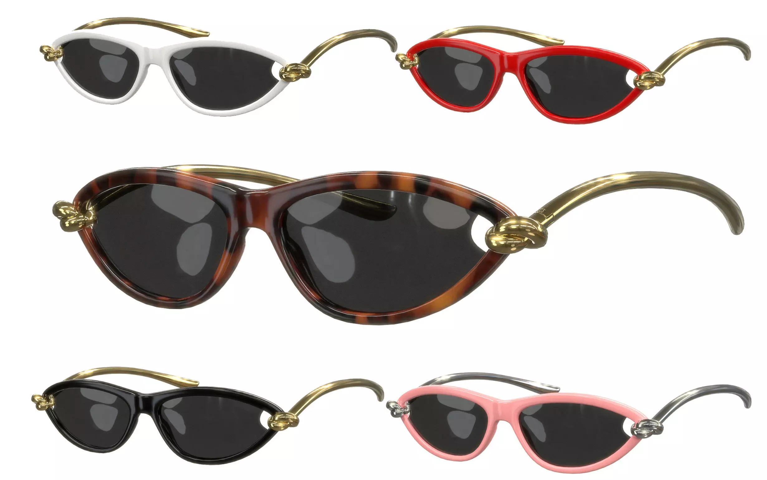 Bottega Veneta BV1390S Knot Cat Eye Sunglasses Low-poly 3D model