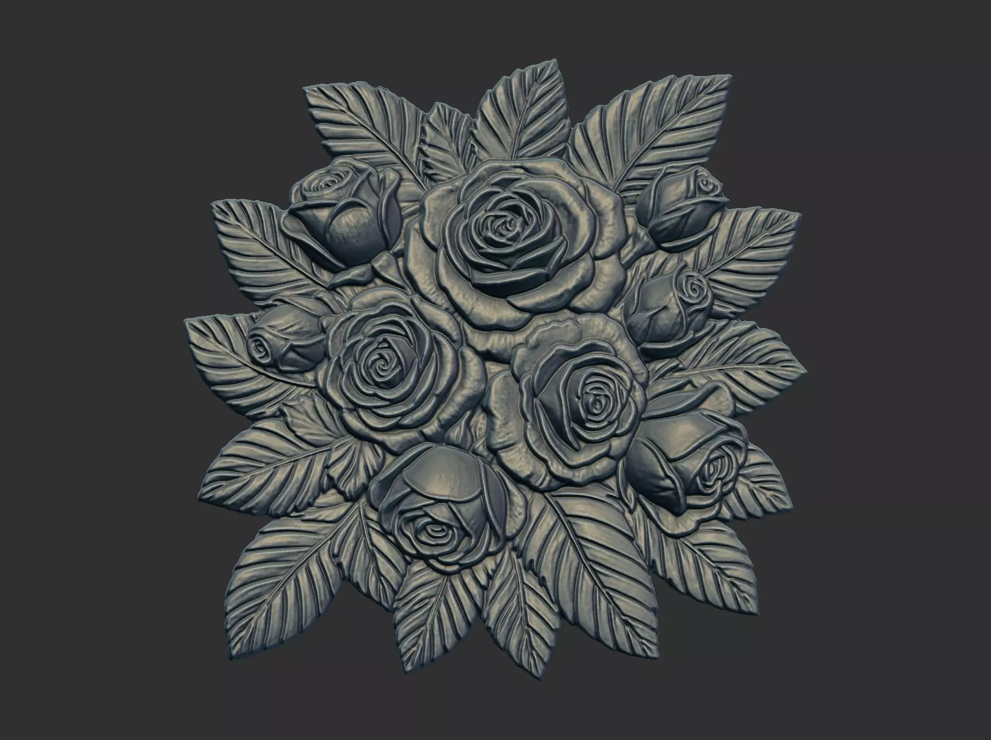 Lovely Gift of Roses Relief 3D Model 3D print model