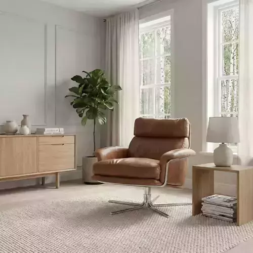 Modern Leather Swivel Armchair